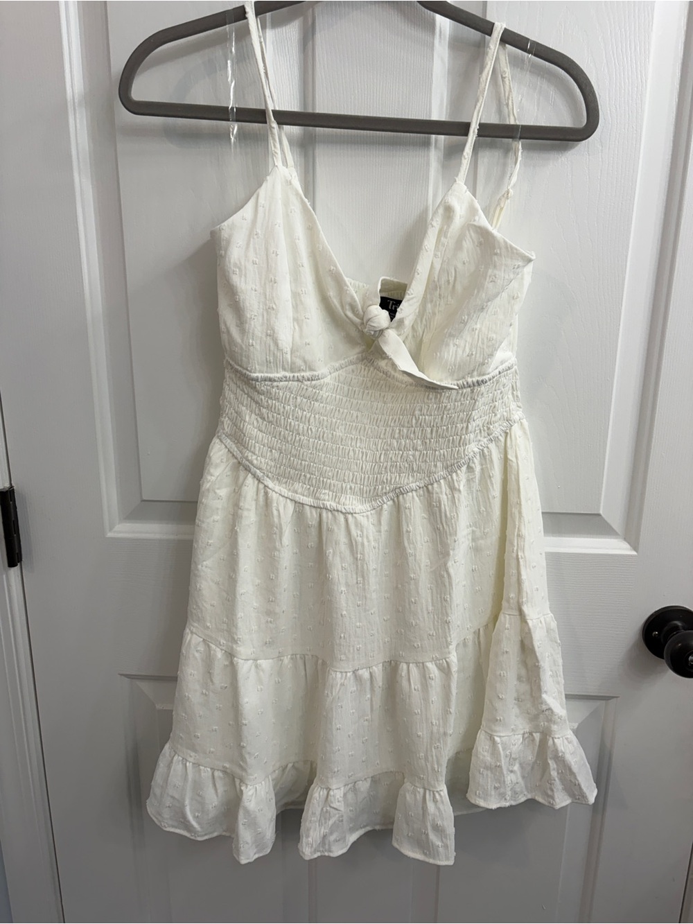 Trixxi Women's White Tiered Spaghetti-Strap Sundress